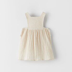 NWT Zara Combination Dress with bows in Ecru 2T - 3T